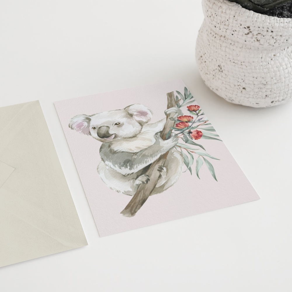 Watercolor Floral Koala Illustration Wall Art Print Poster Unframed - Picture 7 of 10
